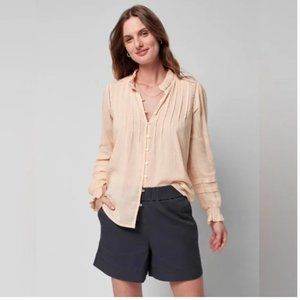 Faherty Willa Blouse Organic Cotton Ruffle Button Front